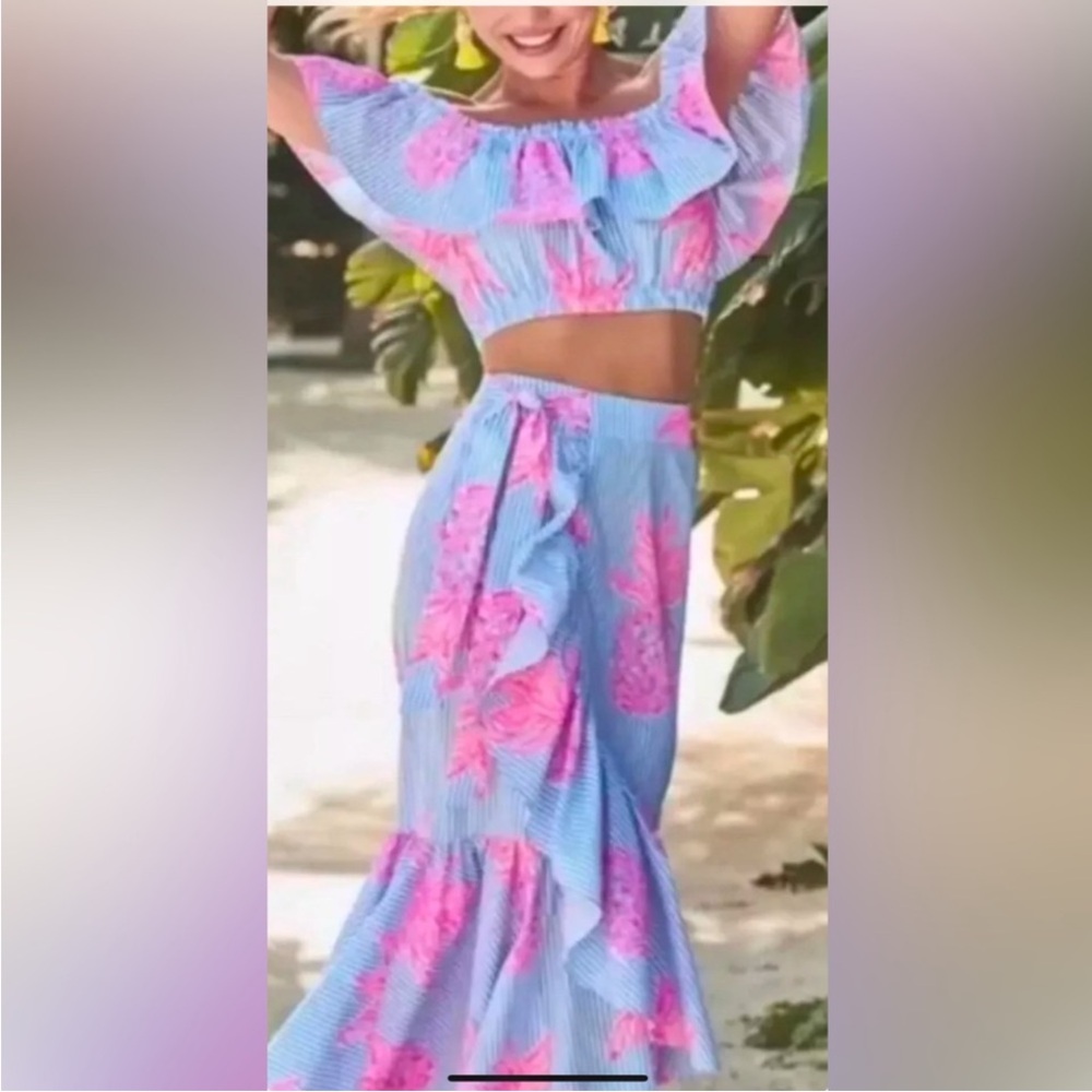 LILLY PULITZER LARISSA SET in BLUE PERI RUM SWIZZLE Sz 00•NEW WITHOUT TAGS•